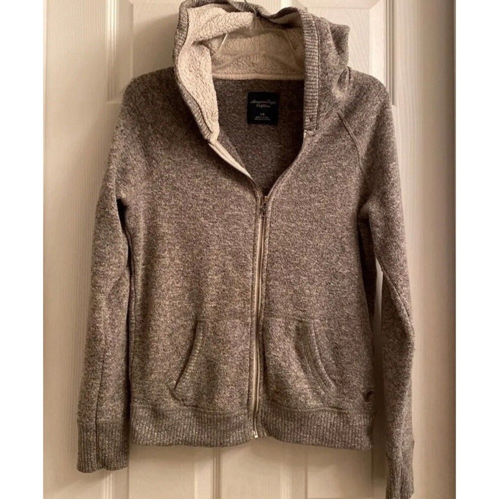 American Eagle Outfitters Kids Fleece Coat Size Large Hooded Full Zip Fr…